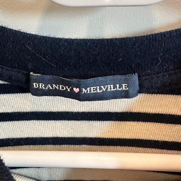 Brandy Melville Women's Navy and White Shirt - Picture 3 of 3